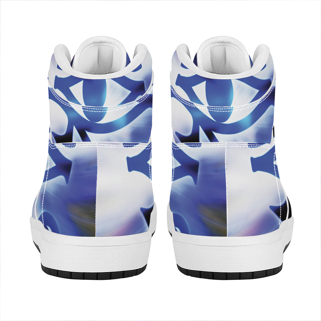 Egyptian Eye Of Horus Print High Top Leather Sneakers
