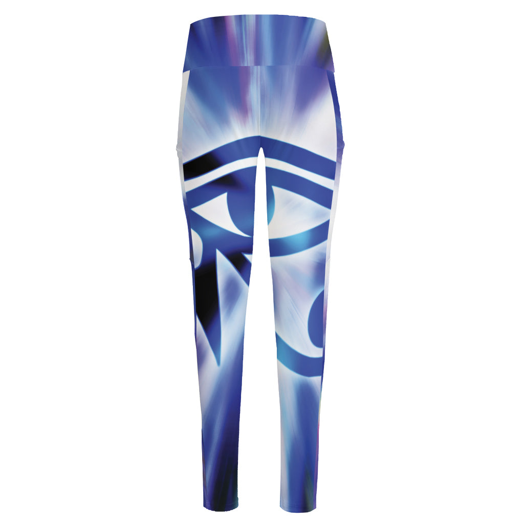 Egyptian Eye Of Horus Print High-Waisted Pocket Leggings