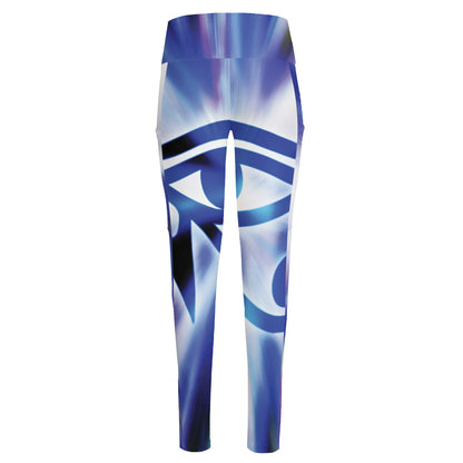 Egyptian Eye Of Horus Print High-Waisted Pocket Leggings