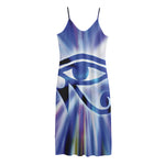 Egyptian Eye Of Horus Print Jersey Midi Cami Dress