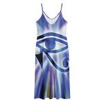 Egyptian Eye Of Horus Print Jersey Midi Cami Dress