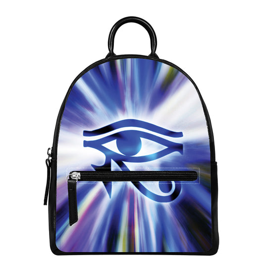 Egyptian Eye Of Horus Print Leather Backpack
