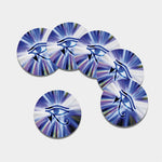 Egyptian Eye Of Horus Print Leather Coaster Set