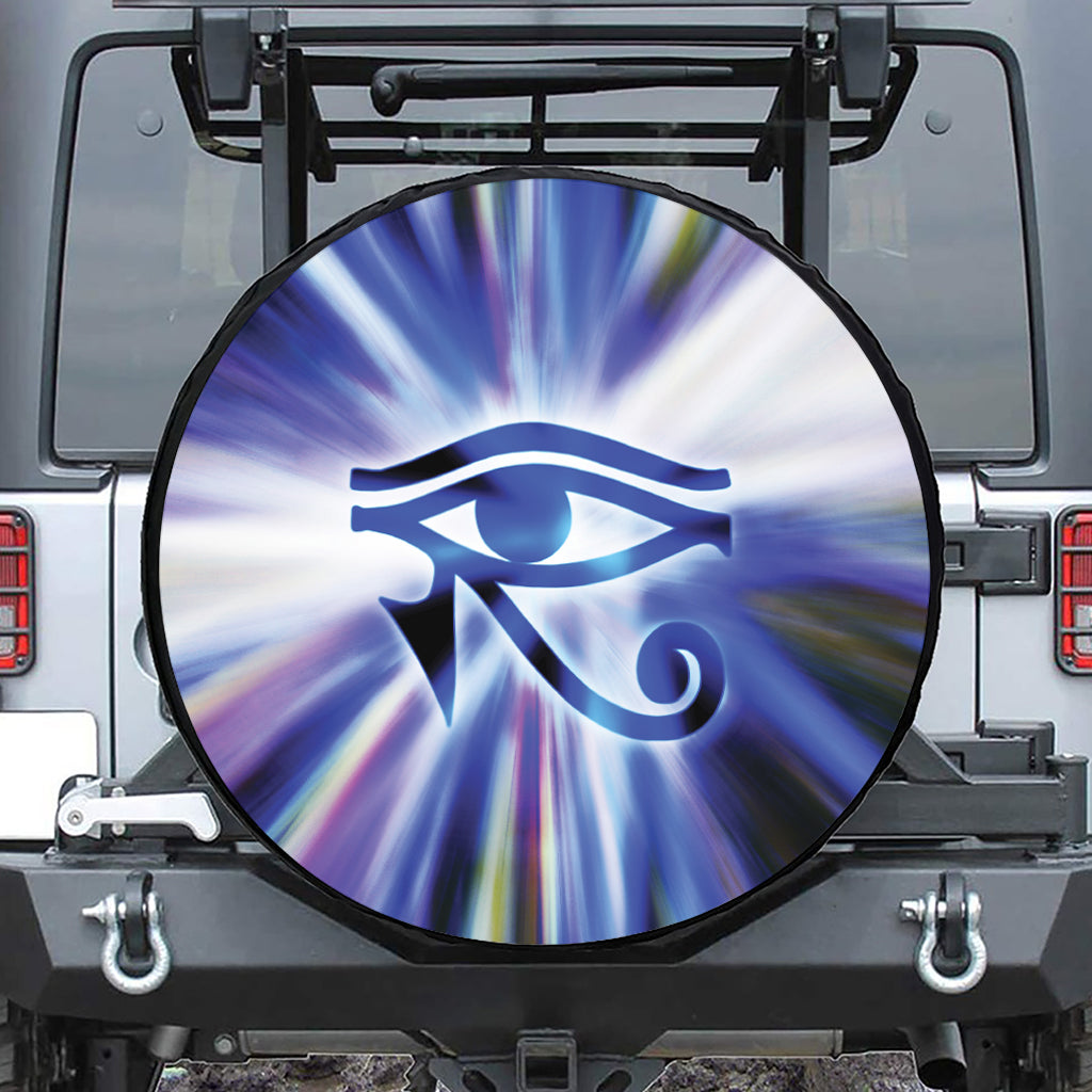 Egyptian Eye Of Horus Print Leather Spare Tire Cover