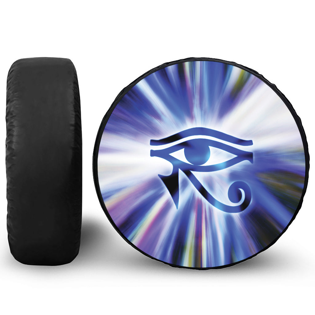 Egyptian Eye Of Horus Print Leather Spare Tire Cover