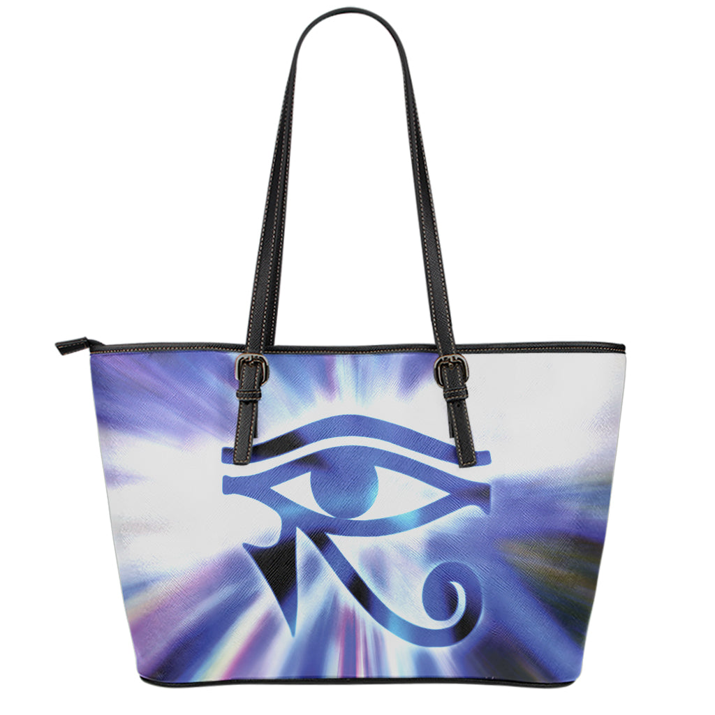 Egyptian Eye Of Horus Print Leather Tote Bag