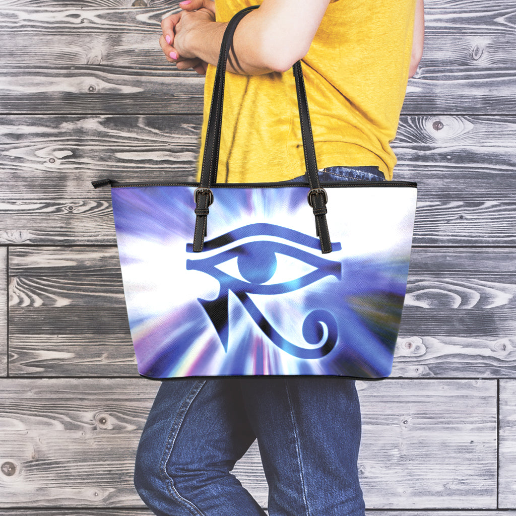Egyptian Eye Of Horus Print Leather Tote Bag