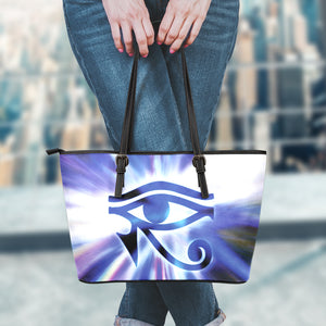 Egyptian Eye Of Horus Print Leather Tote Bag