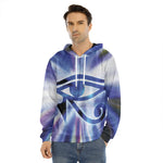 Egyptian Eye Of Horus Print Men's Velvet Pullover Hoodie