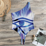Egyptian Eye Of Horus Print One Shoulder Bodysuit