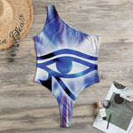 Egyptian Eye Of Horus Print One Shoulder Bodysuit