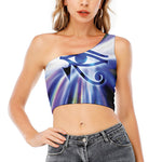 Egyptian Eye Of Horus Print One Shoulder Crop Top