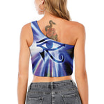 Egyptian Eye Of Horus Print One Shoulder Crop Top
