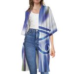 Egyptian Eye Of Horus Print Open Front Beach Cover Up