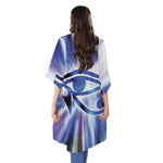 Egyptian Eye Of Horus Print Open Front Beach Cover Up