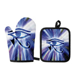 Egyptian Eye Of Horus Print Oven Mitt And Pot Holder Set
