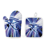 Egyptian Eye Of Horus Print Oven Mitt And Pot Holder Set