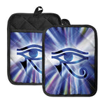 Egyptian Eye Of Horus Print Pot Holders With Pocket