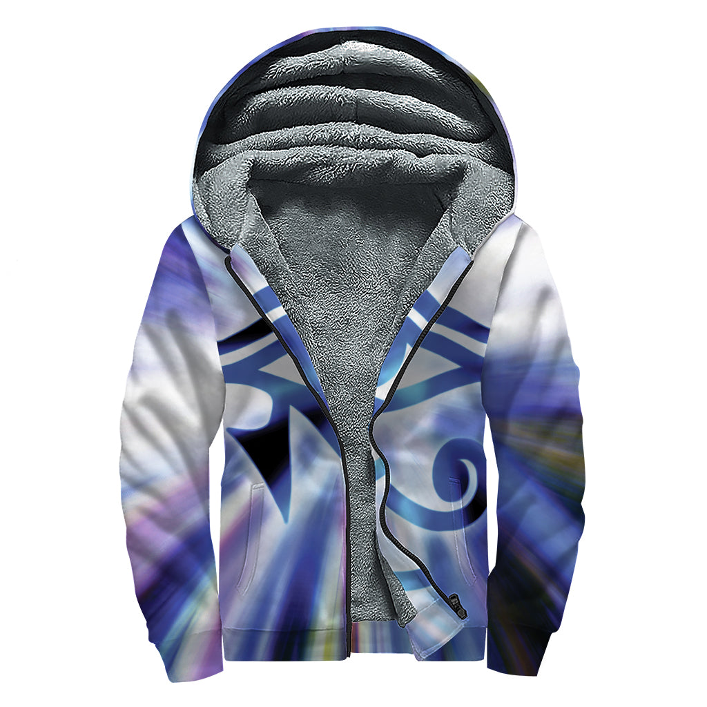Egyptian Eye Of Horus Print Sherpa Lined Zip Up Hoodie