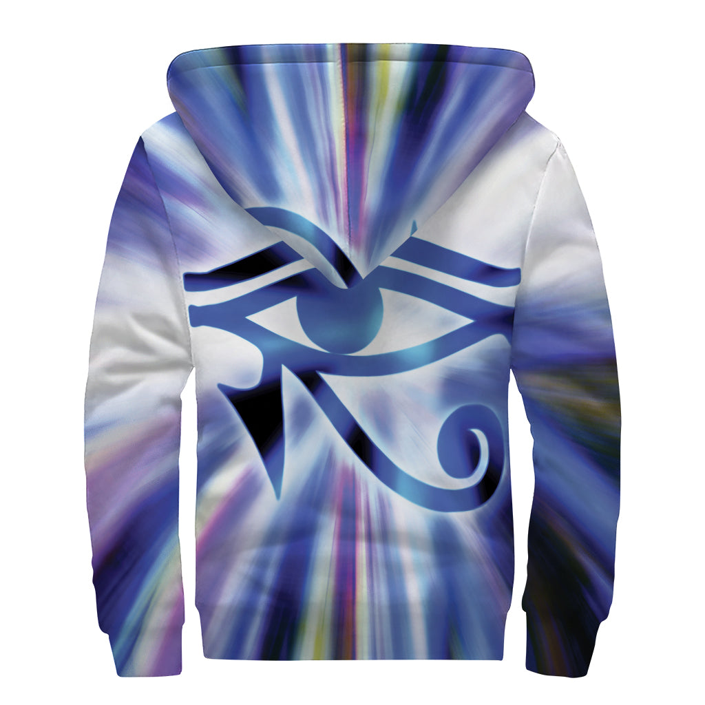 Egyptian Eye Of Horus Print Sherpa Lined Zip Up Hoodie