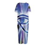 Egyptian Eye Of Horus Print Short Sleeve Long Nightdress