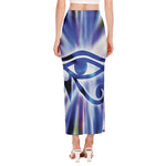Egyptian Eye Of Horus Print Side Slit Maxi Skirt