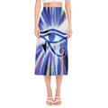 Egyptian Eye Of Horus Print Side Slit Midi Skirt