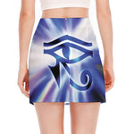 Egyptian Eye Of Horus Print Side Slit Mini Skirt