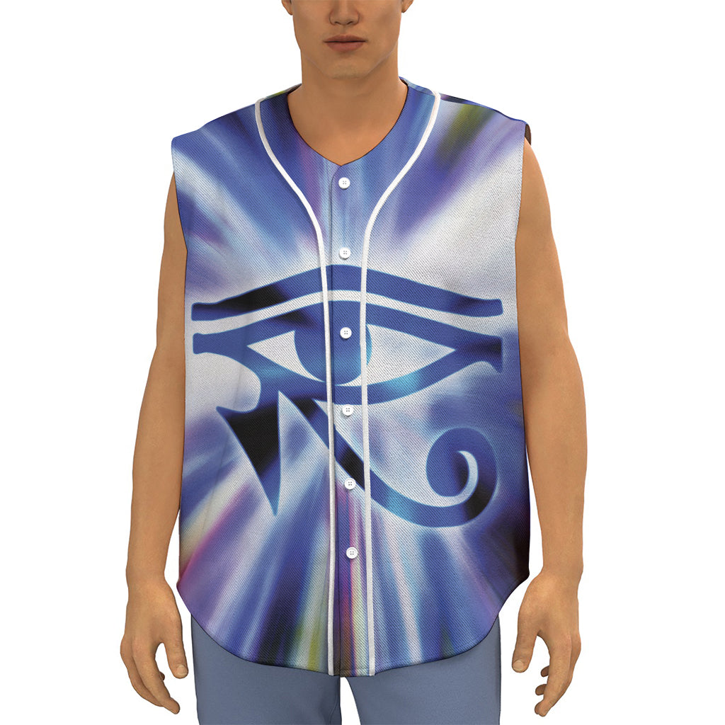 Egyptian Eye Of Horus Print Sleeveless Baseball Jersey