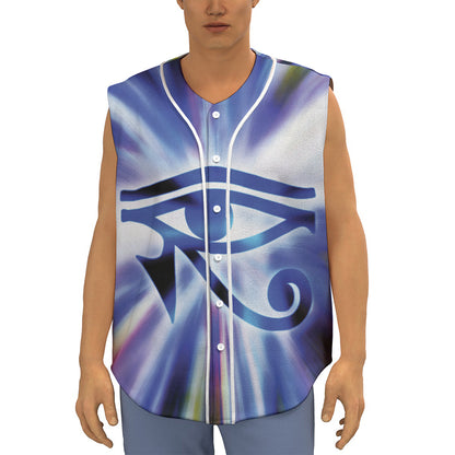 Egyptian Eye Of Horus Print Sleeveless Baseball Jersey