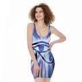 Egyptian Eye Of Horus Print Sleeveless Bodycon Dress