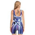 Egyptian Eye Of Horus Print Sleeveless One Piece Swimsuit