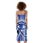 Egyptian Eye Of Horus Print Slim Fit Midi Cami Dress