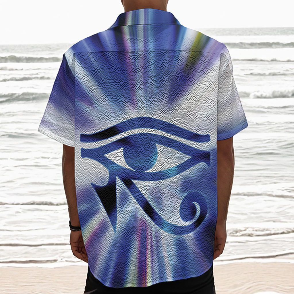 Egyptian Eye Of Horus Print Textured Short Sleeve Shirt