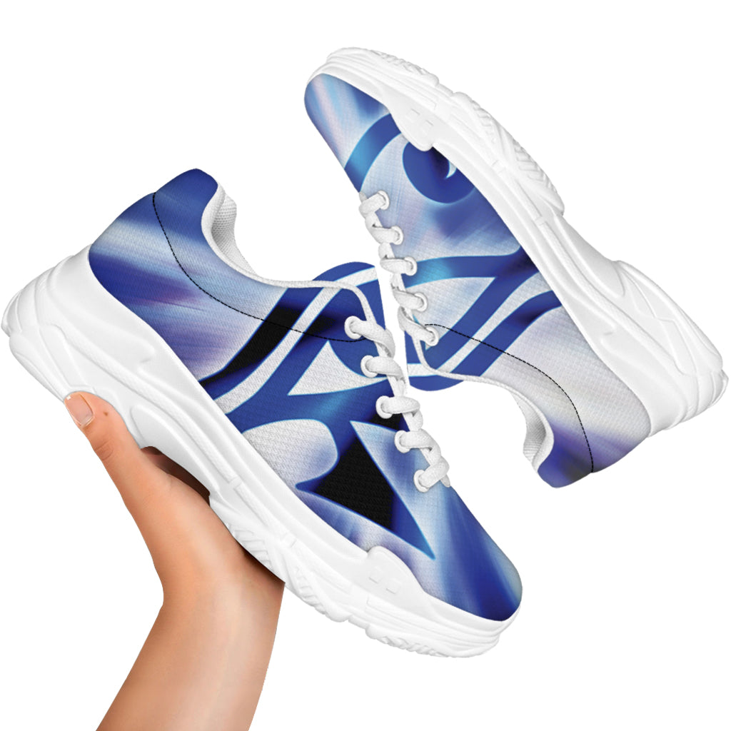Egyptian Eye Of Horus Print White Chunky Shoes