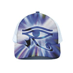 Egyptian Eye Of Horus Print White Mesh Trucker Cap