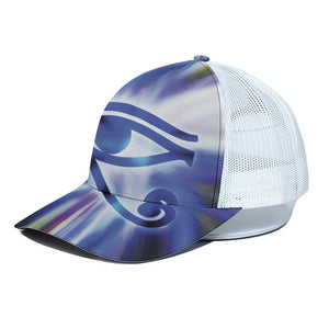 Egyptian Eye Of Horus Print White Mesh Trucker Cap