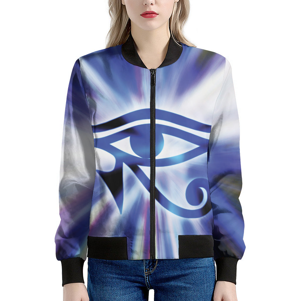 Egyptian Eye Of Horus Print Women's Bomber Jacket