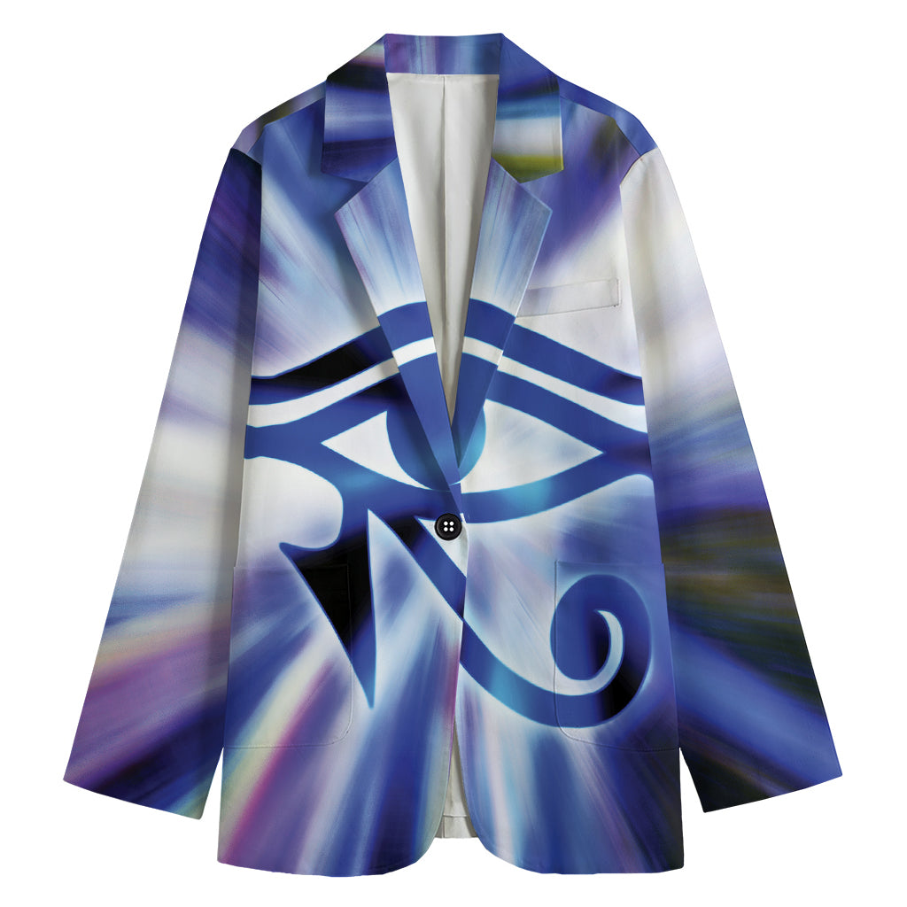 Egyptian Eye Of Horus Print Women's Cotton Blazer