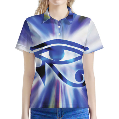 Egyptian Eye Of Horus Print Women's Polo Shirt