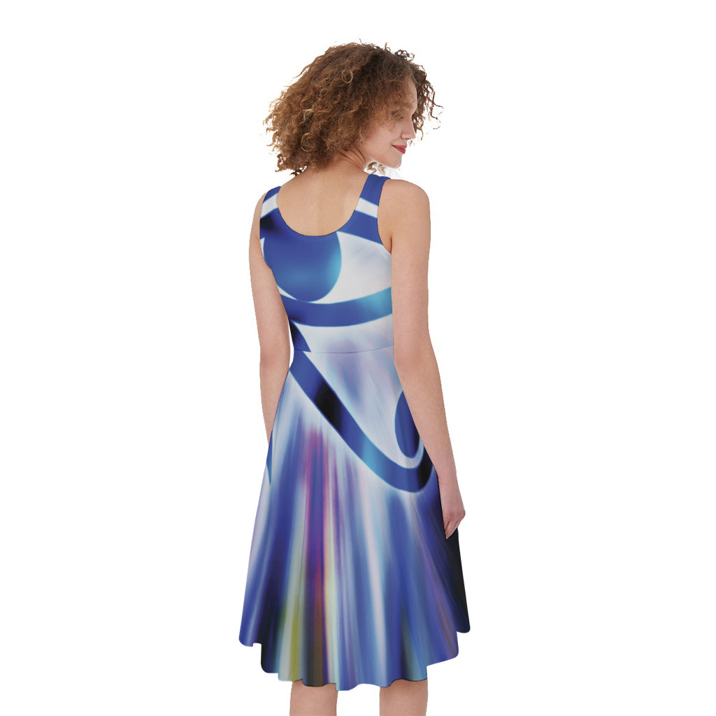 Egyptian Eye Of Horus Print Women's Sleeveless Dress
