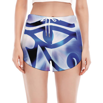 Egyptian Eye Of Horus Print Women's Split Running Shorts