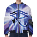 Egyptian Eye Of Horus Print Zip Sleeve Bomber Jacket
