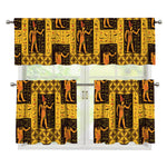 Egyptian Gods And Hieroglyphs Print 3 Piece Kitchen Curtains