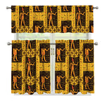 Egyptian Gods And Hieroglyphs Print 3 Piece Kitchen Curtains