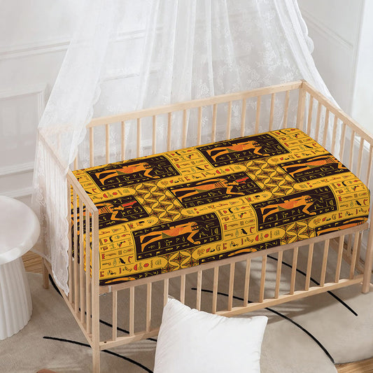 Egyptian Gods And Hieroglyphs Print Baby Crib Sheet