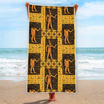 Egyptian Gods And Hieroglyphs Print Beach Towel