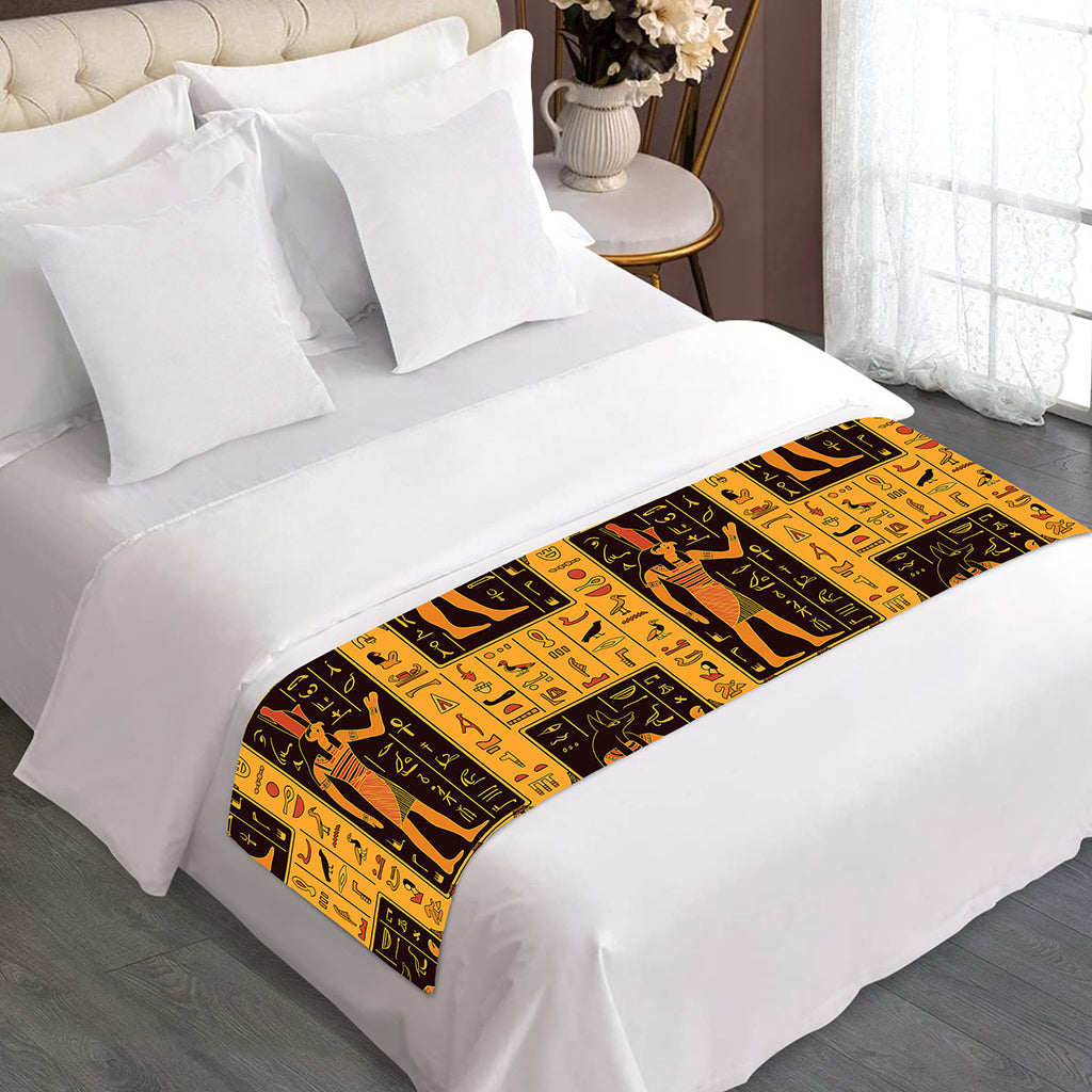 Egyptian Gods And Hieroglyphs Print Bed Runner