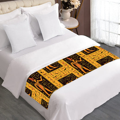Egyptian Gods And Hieroglyphs Print Bed Runner