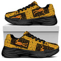 Egyptian Gods And Hieroglyphs Print Black Chunky Shoes
